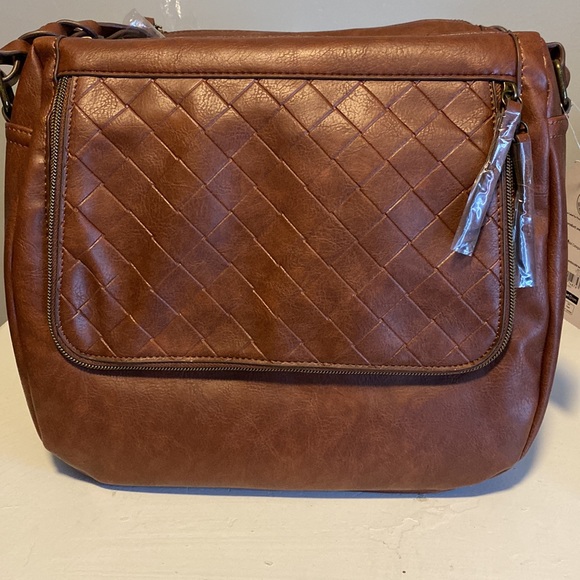 2/$20 Brown Faux Leather Shoulder Bag - Picture 1 of 8